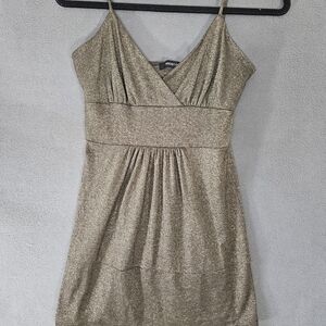 Y2K Arden B Bratz Womens Small Tank Top Shirt Metallic Gold Wrap Vneck Feminine